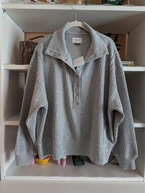 American Eagle AE Big Hug Waffle Henley Sweatshirt